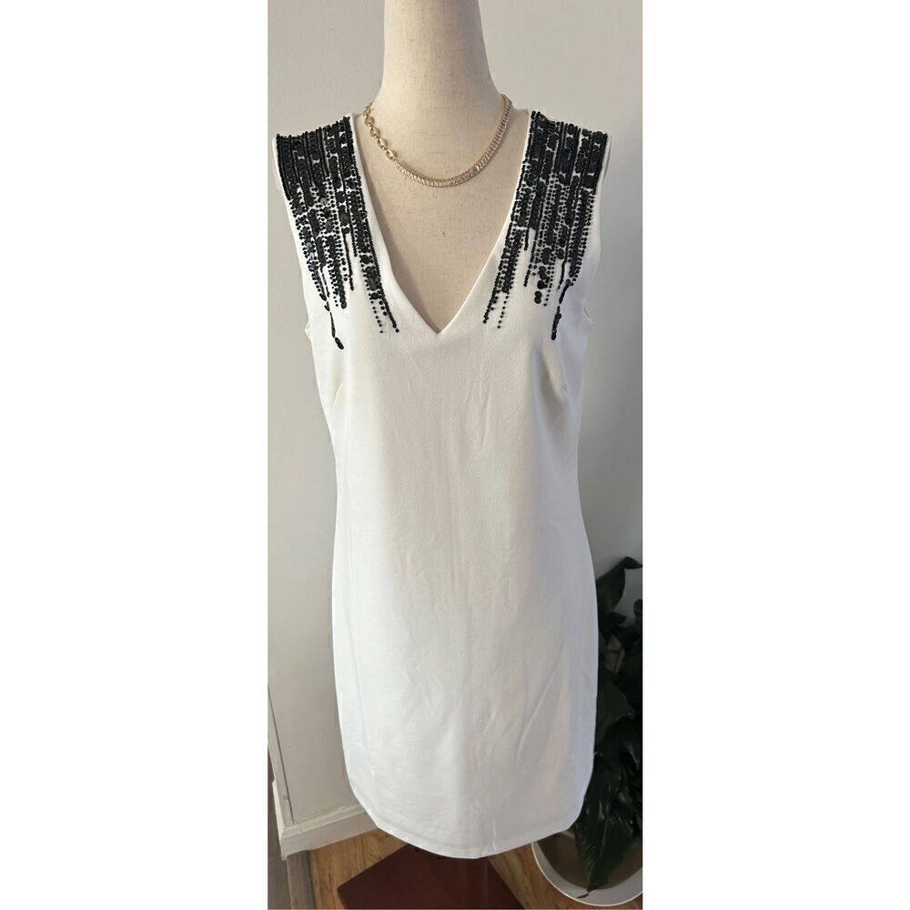 White House black market white embellished sexy dress size 4